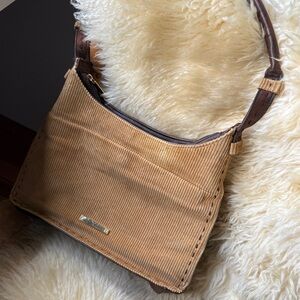 VINTAGE Leslie Fay Corduroy Leather Handbag + Wallet/Coin Purse